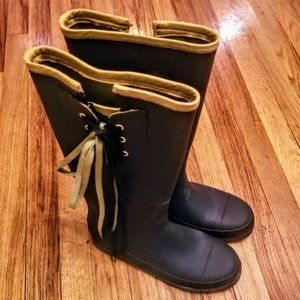 J Crew | Women's | Matte | Pull on style | Tall | Laces | Rain Boot | Size: 9